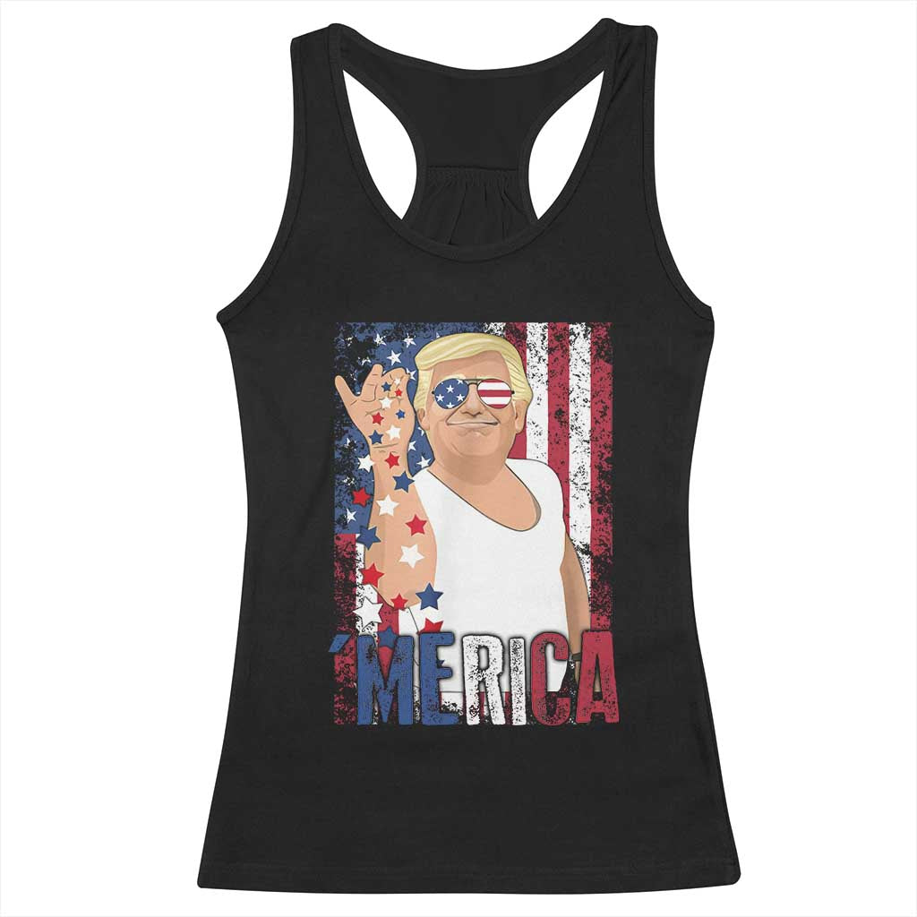 Funny Patriotic Trump Merica Racerback Tank Top Vintage American Flag 4th of July TS11 Black Print Your Wear