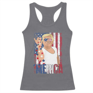 Funny Patriotic Trump Merica Racerback Tank Top Vintage American Flag 4th of July TS11 Charcoal Print Your Wear