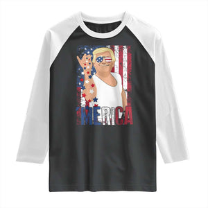 Funny Patriotic Trump Merica Raglan Shirt Vintage American Flag 4th of July TS11 Black White Print Your Wear