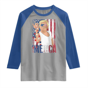 Funny Patriotic Trump Merica Raglan Shirt Vintage American Flag 4th of July TS11 Sport Gray Royal Print Your Wear