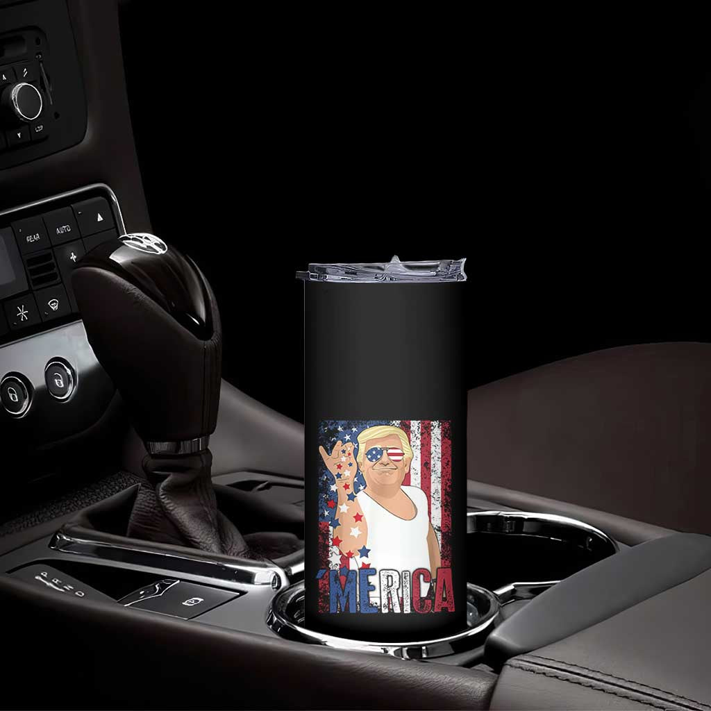 Funny Patriotic Trump Merica Skinny Tumbler Vintage American Flag 4th of July TS11 Print Your Wear