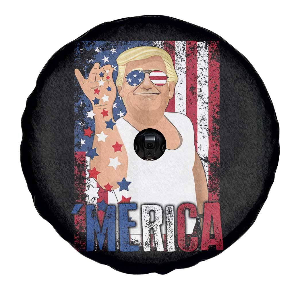 Funny Patriotic Trump Merica Spare Tire Cover Vintage American Flag 4th of July TS11 Print Your Wear
