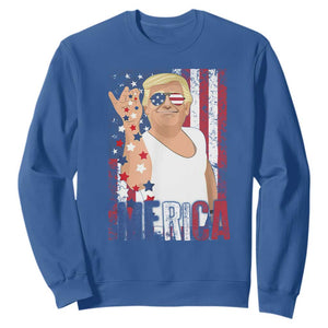 Funny Patriotic Trump Merica Sweatshirt Vintage American Flag 4th of July TS11 Royal Blue Print Your Wear