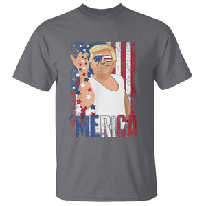 Funny Patriotic Trump Merica T Shirt Vintage American Flag 4th of July TS11 Charcoal Print Your Wear