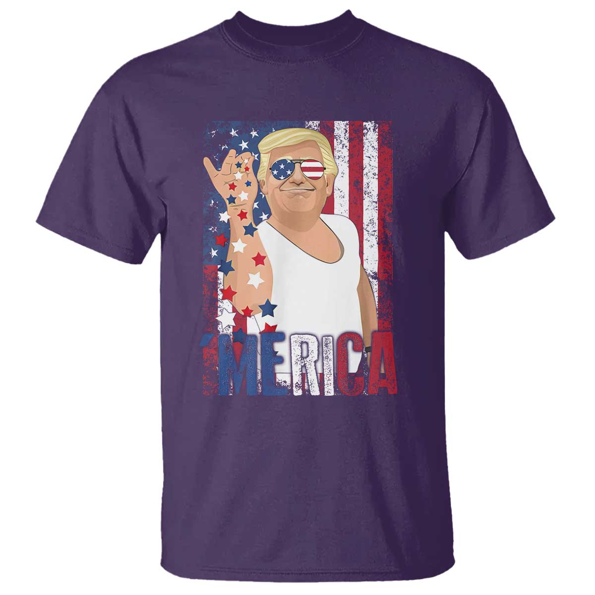 Funny Patriotic Trump Merica T Shirt Vintage American Flag 4th of July TS11 Purple Print Your Wear