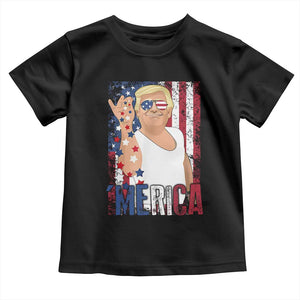 Funny Patriotic Trump Merica Toddler T Shirt Vintage American Flag 4th of July TS11 Black Print Your Wear