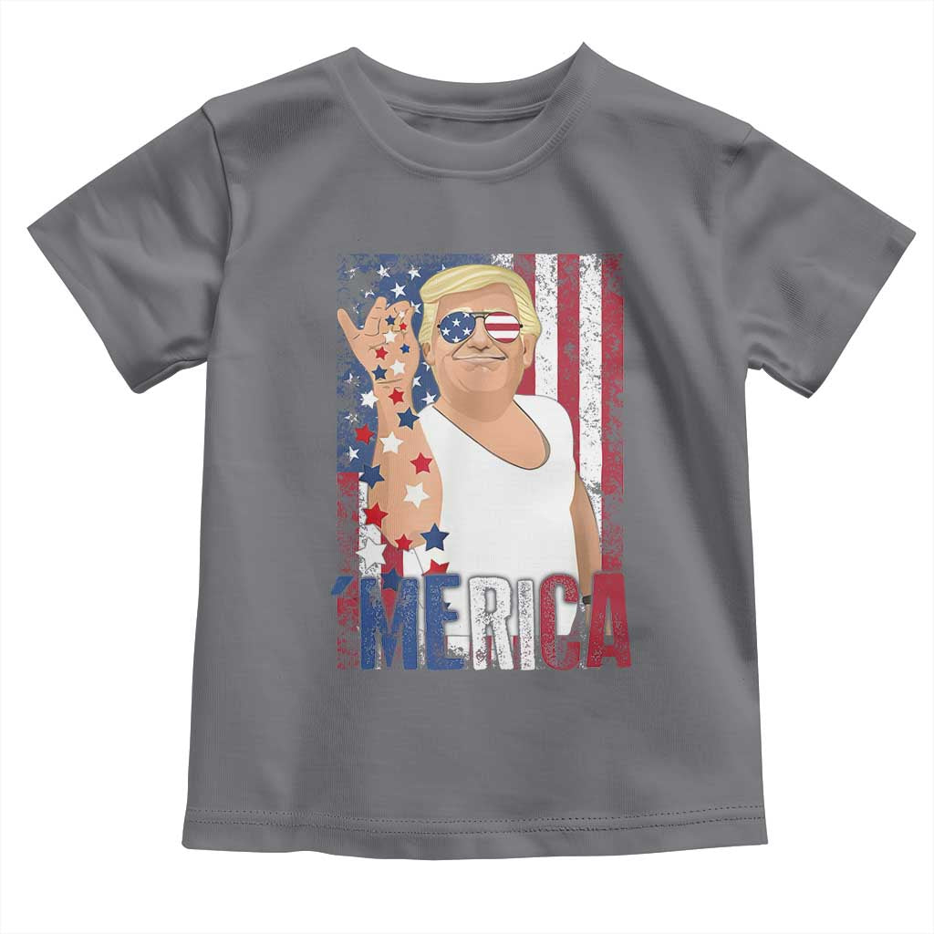 Funny Patriotic Trump Merica Toddler T Shirt Vintage American Flag 4th of July TS11 Charcoal Print Your Wear