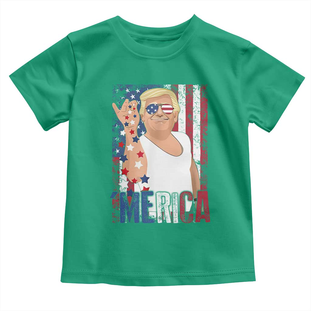 Funny Patriotic Trump Merica Toddler T Shirt Vintage American Flag 4th of July TS11 Irish Green Print Your Wear