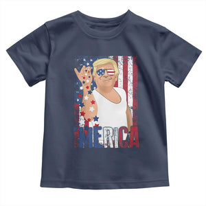 Funny Patriotic Trump Merica Toddler T Shirt Vintage American Flag 4th of July TS11 Navy Print Your Wear