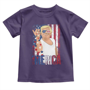 Funny Patriotic Trump Merica Toddler T Shirt Vintage American Flag 4th of July TS11 Purple Print Your Wear