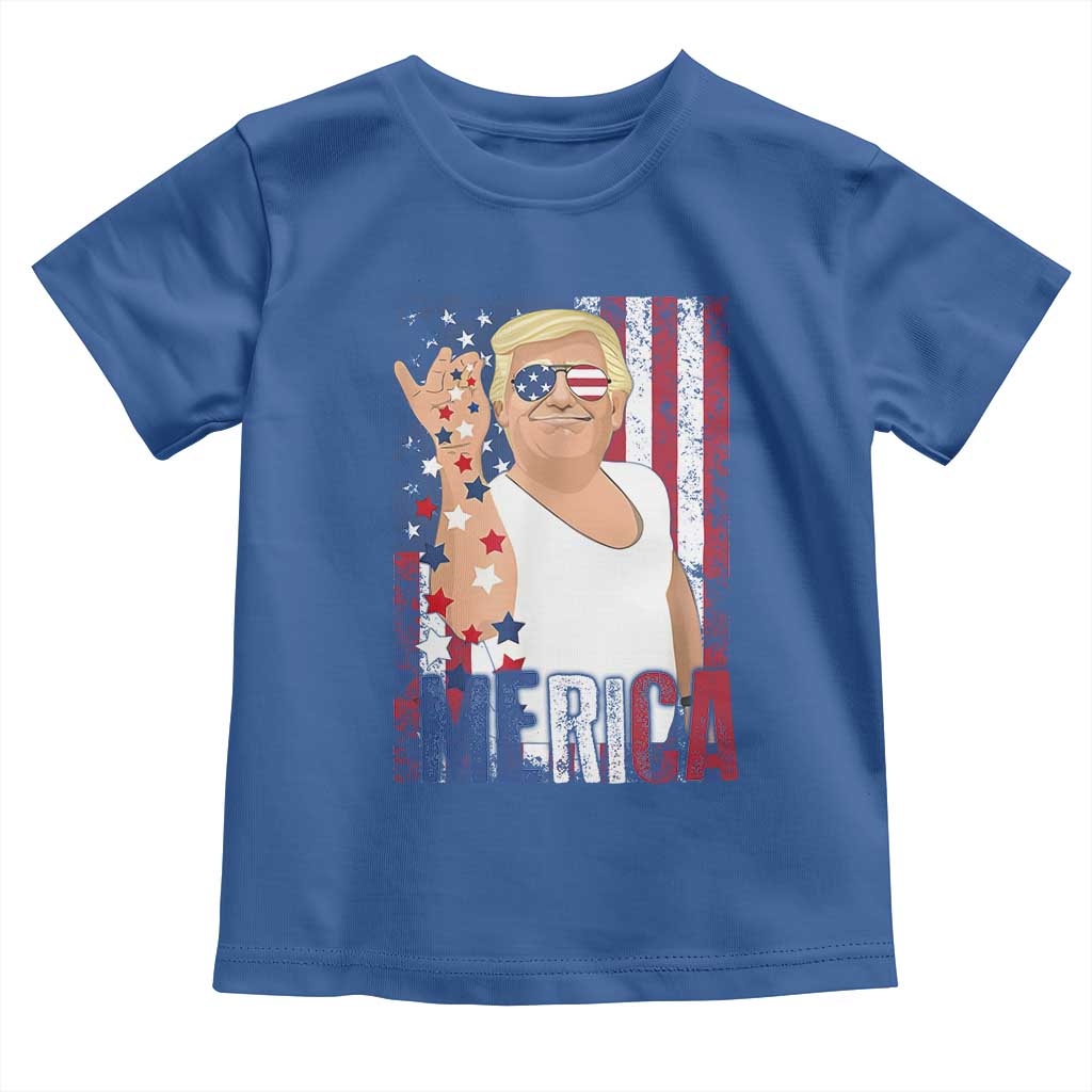 Funny Patriotic Trump Merica Toddler T Shirt Vintage American Flag 4th of July TS11 Royal Blue Print Your Wear