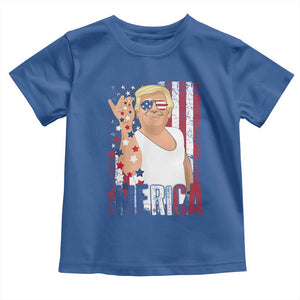 Funny Patriotic Trump Merica Toddler T Shirt Vintage American Flag 4th of July TS11 Royal Blue Print Your Wear