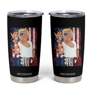 Funny Patriotic Trump Merica Tumbler Cup Vintage American Flag 4th of July TS11 Black Print Your Wear