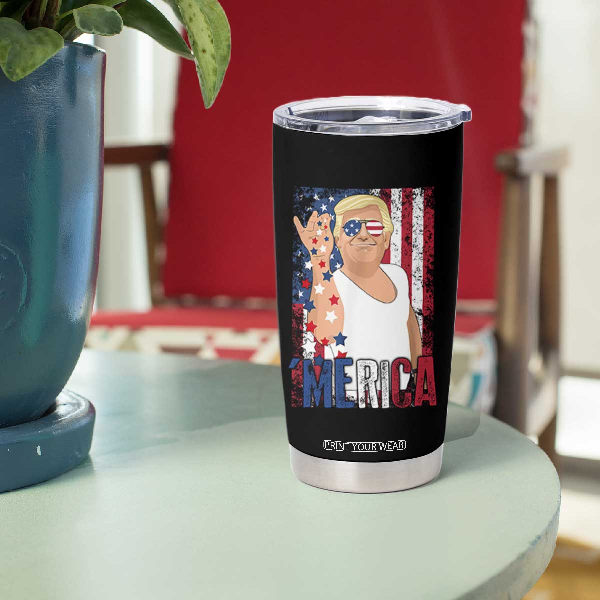 Funny Patriotic Trump Merica Tumbler Cup Vintage American Flag 4th of July TS11 Print Your Wear