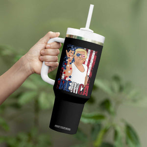 Funny Patriotic Trump Merica Tumbler With Handle Vintage American Flag 4th of July TS11 Print Your Wear