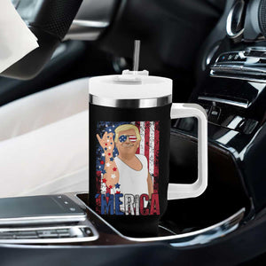 Funny Patriotic Trump Merica Tumbler With Handle Vintage American Flag 4th of July TS11 Print Your Wear