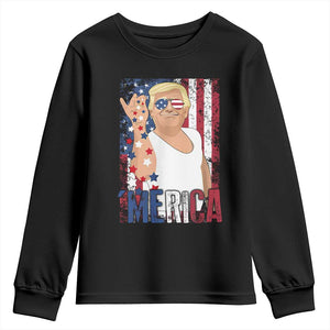 Funny Patriotic Trump Merica Youth Sweatshirt Vintage American Flag 4th of July TS11 Black Print Your Wear