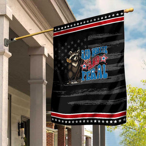 Funny Red White And Feral Garden Flag Raccoon 4th of July Patriotic TS11 Distressed Black Red Print Your Wear