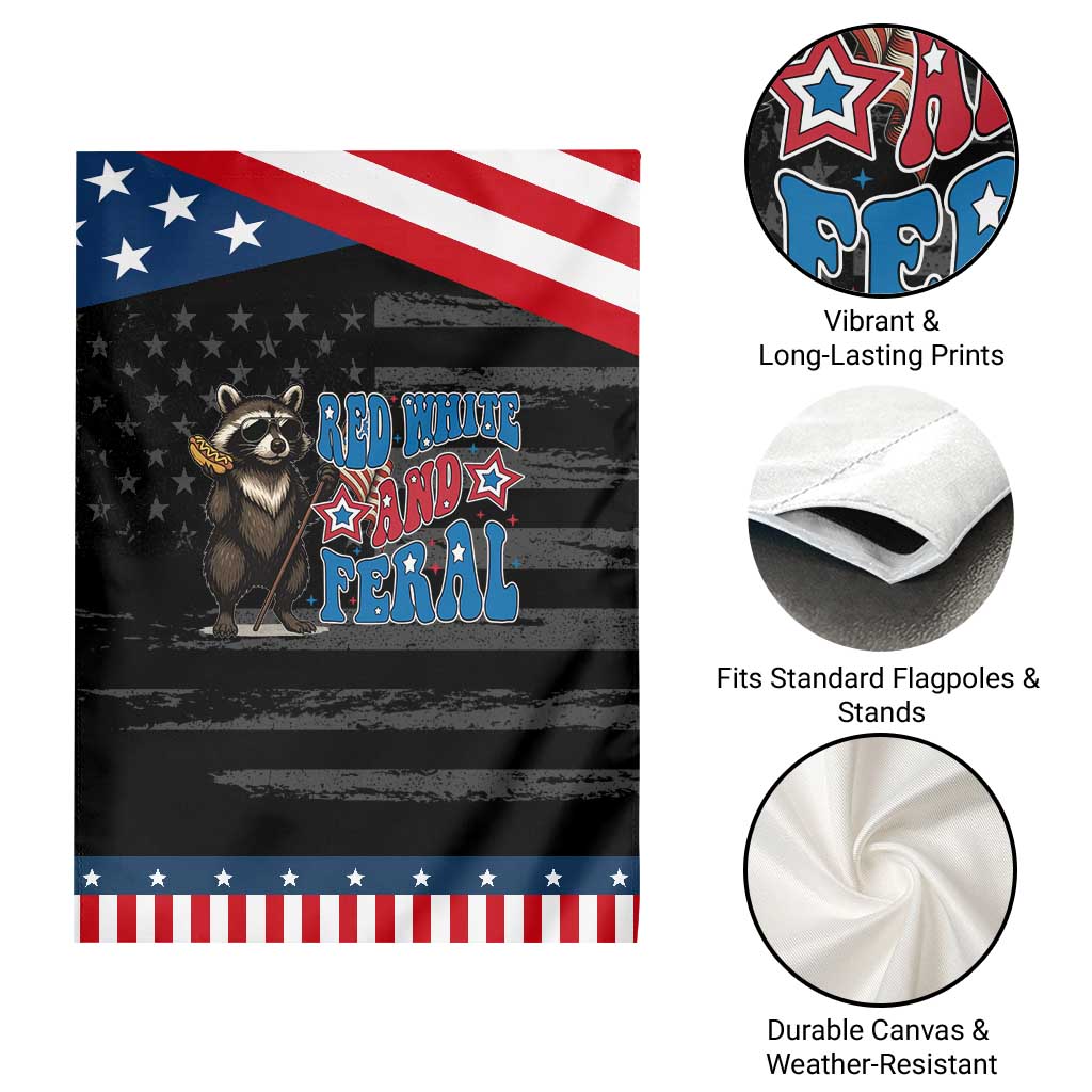 Funny Red White And Feral Garden Flag Raccoon 4th of July Patriotic TS11 Print Your Wear