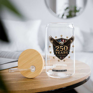 250th Anniversary USA Bald Eagle Glass Can 250 Years 4th of July 1776 2026