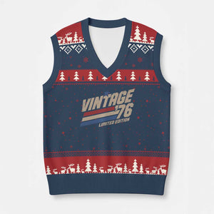 50th Birthday V-Neck Knit Sweater Vest Vintage 1976 50 Years Old Birthday USA Stripes