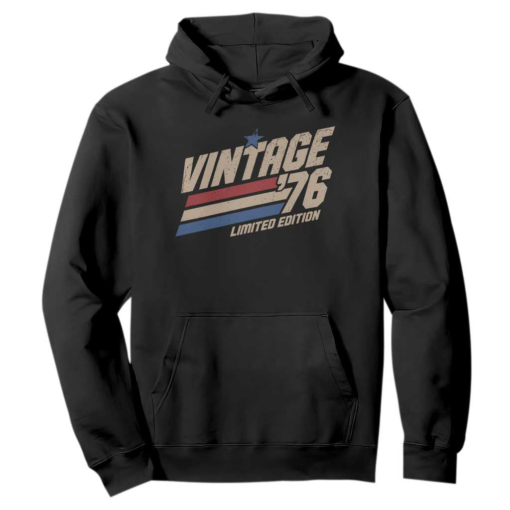 50th Birthday Hoodie Vintage 1976 50 Years Old Birthday USA Stripes TS11 Black Print Your Wear