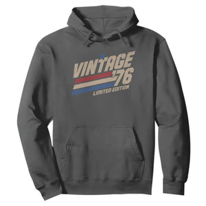50th Birthday Hoodie Vintage 1976 50 Years Old Birthday USA Stripes TS11 Dark Heather Print Your Wear