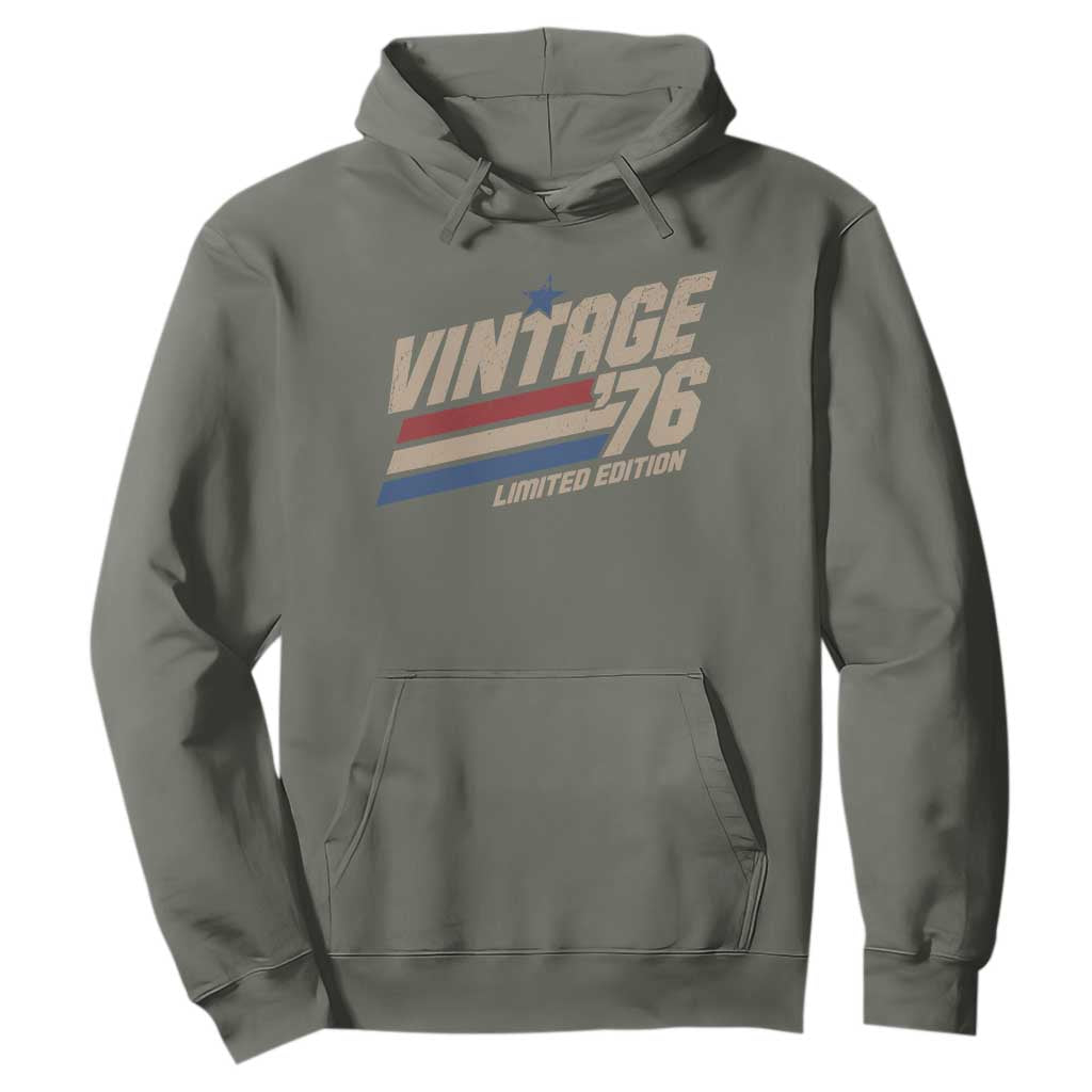 50th Birthday Hoodie Vintage 1976 50 Years Old Birthday USA Stripes TS11 Military Green Print Your Wear