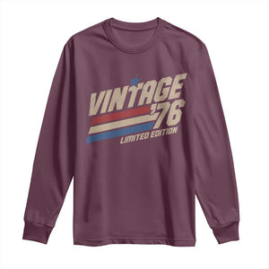 50th Birthday Long Sleeve Shirt Vintage 1976 50 Years Old Birthday USA Stripes TS11 Maroon Print Your Wear
