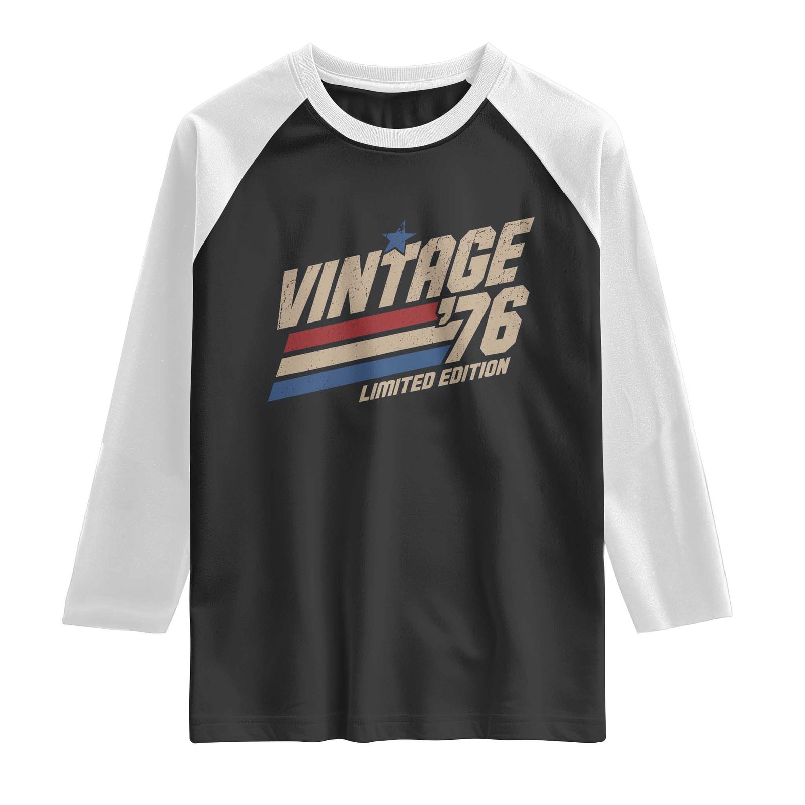 50th Birthday Raglan Shirt Vintage 1976 50 Years Old Birthday USA Stripes TS11 Black White Print Your Wear