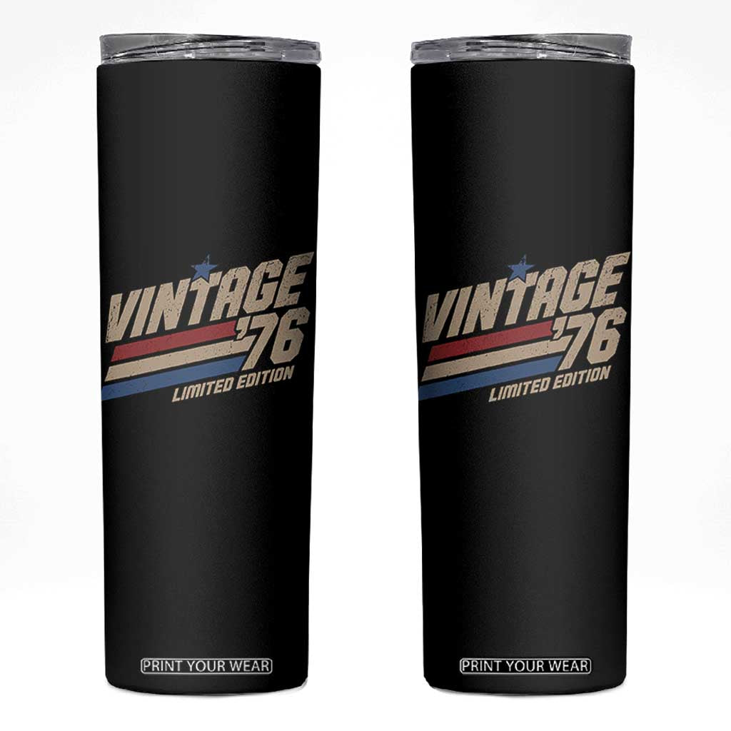 50th Birthday Skinny Tumbler Vintage 1976 50 Years Old Birthday USA Stripes