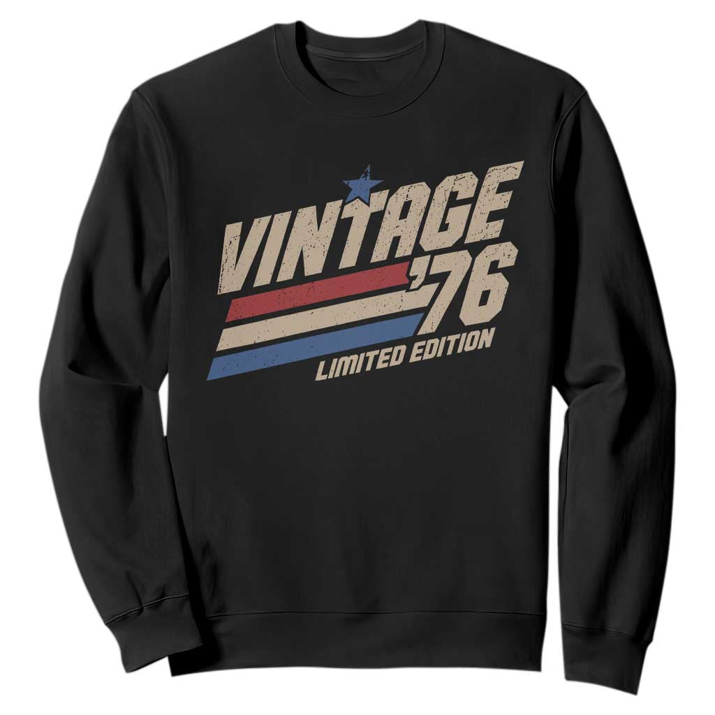 50th Birthday Sweatshirt Vintage 1976 50 Years Old Birthday USA Stripes TS11 Black Print Your Wear