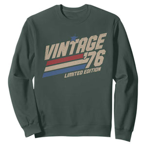 50th Birthday Sweatshirt Vintage 1976 50 Years Old Birthday USA Stripes TS11 Dark Forest Green Print Your Wear