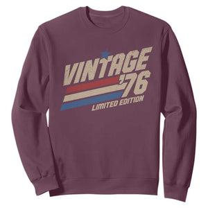 50th Birthday Sweatshirt Vintage 1976 50 Years Old Birthday USA Stripes TS11 Maroon Print Your Wear