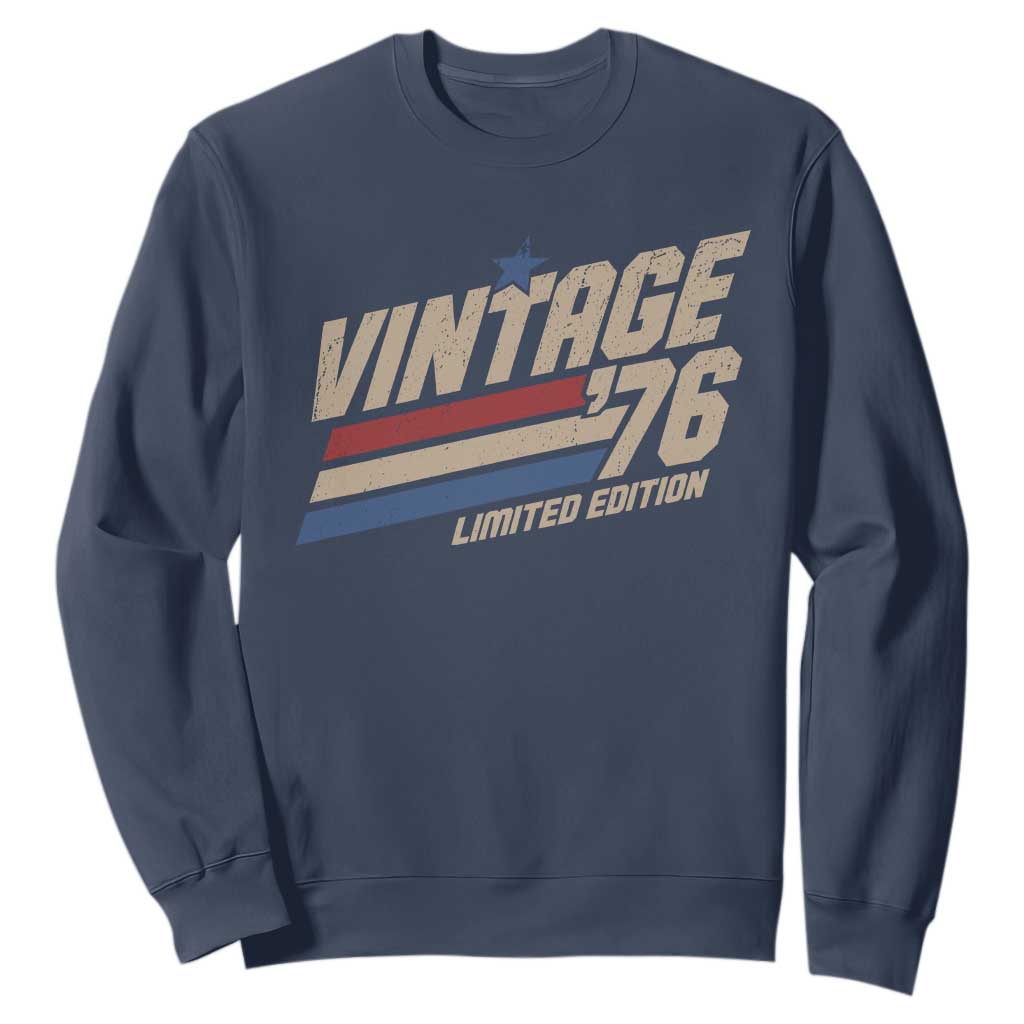 50th Birthday Sweatshirt Vintage 1976 50 Years Old Birthday USA Stripes TS11 Navy Print Your Wear