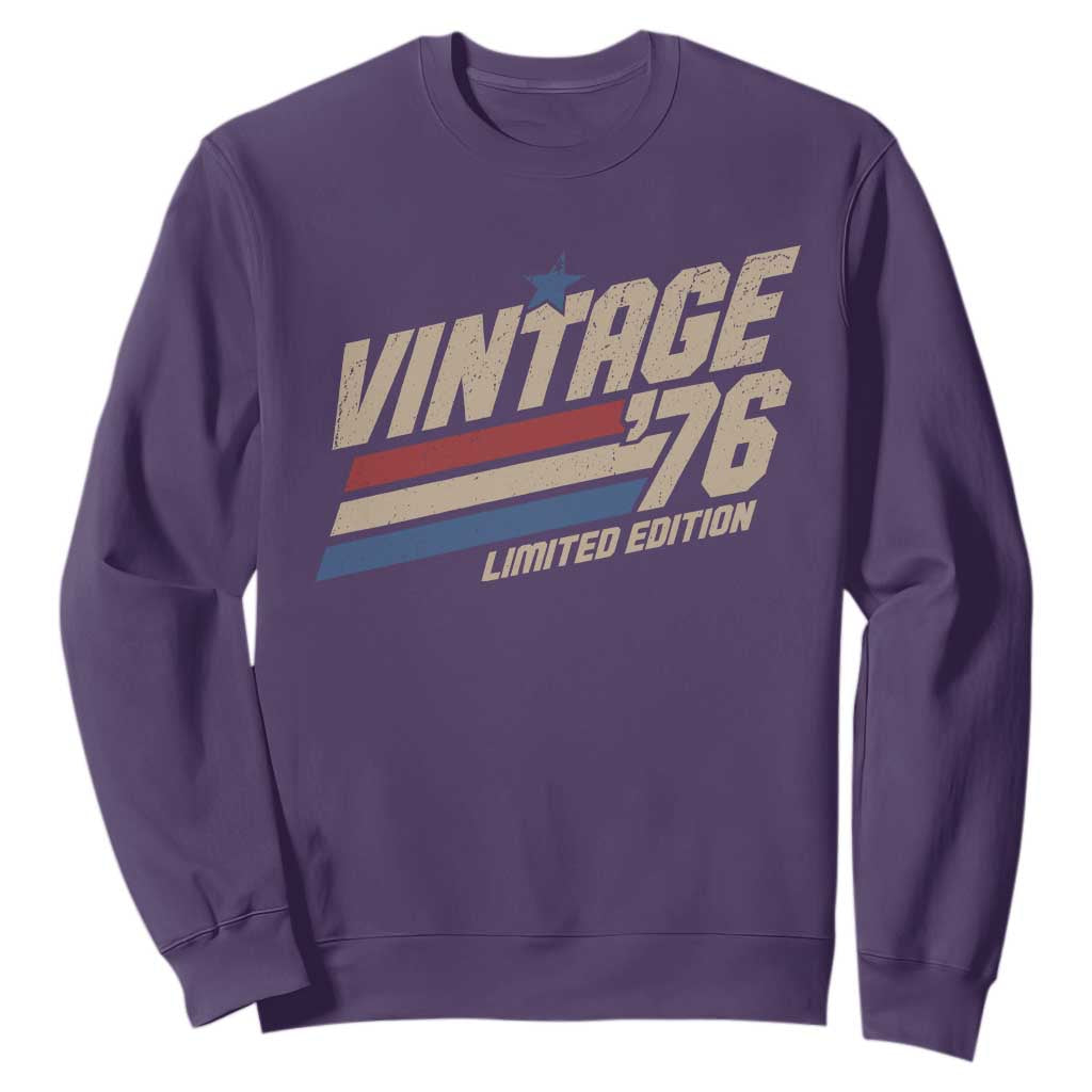 50th Birthday Sweatshirt Vintage 1976 50 Years Old Birthday USA Stripes TS11 Purple Print Your Wear