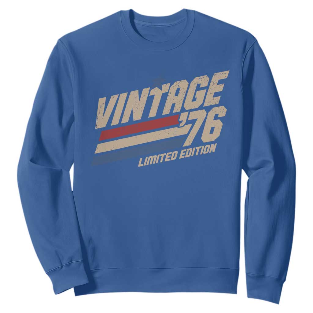 50th Birthday Sweatshirt Vintage 1976 50 Years Old Birthday USA Stripes TS11 Royal Blue Print Your Wear