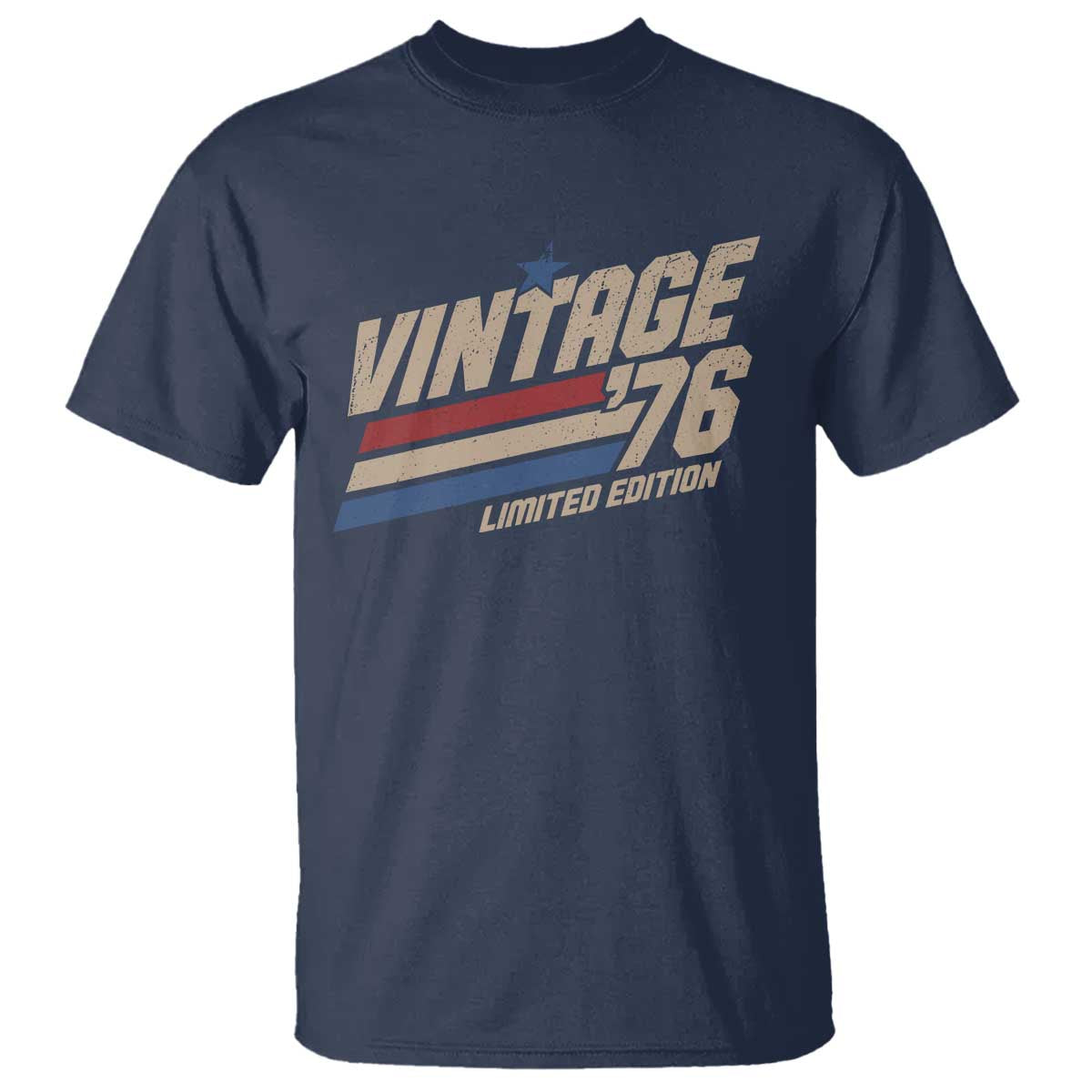 50th Birthday T Shirt Vintage 1976 50 Years Old Birthday USA Stripes TS11 Navy Print Your Wear