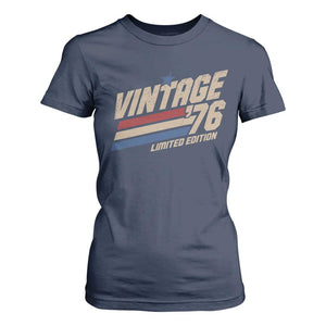 50th Birthday T Shirt For Women Vintage 1976 50 Years Old Birthday USA Stripes TS11 Navy Print Your Wear