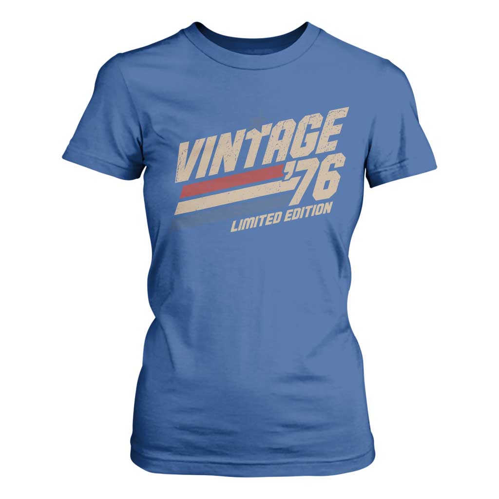 50th Birthday T Shirt For Women Vintage 1976 50 Years Old Birthday USA Stripes TS11 Royal Blue Print Your Wear