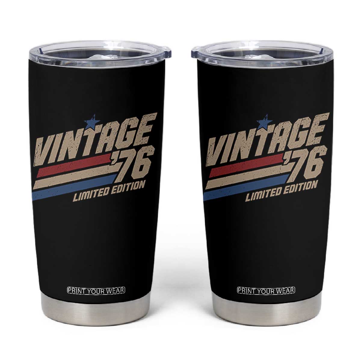 50th Birthday Tumbler Cup Vintage 1976 50 Years Old Birthday USA Stripes