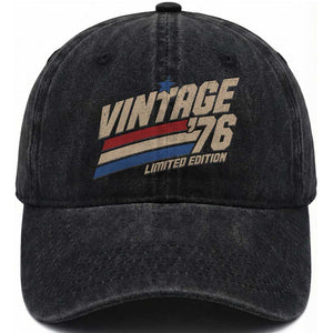 50th Birthday Washed Cotton Baseball Cap Vintage 1976 50 Years Old Birthday USA Stripes TS11 Print Your Wear