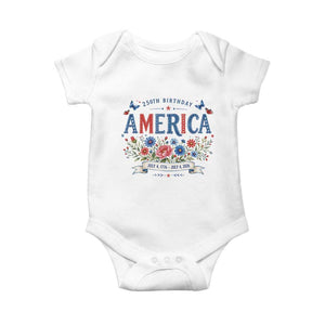 Floral 250th Birthday of America 250 Years USA Patriotic Baby Onesie