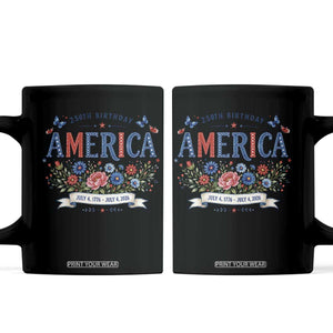 Floral 250th Birthday of America 250 Years USA Patriotic Coffee Mug