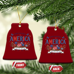 Floral 250th Birthday of America 250 Years USA Patriotic Ceramic Ornament