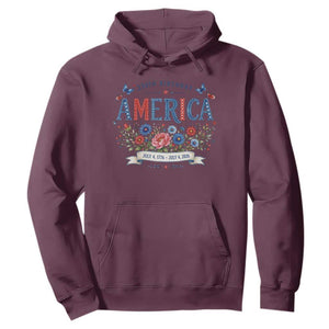 Floral 250th Birthday of America 250 Years USA Patriotic Hoodie