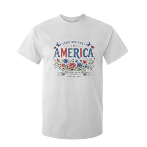 Floral 250th Birthday of America 250 Years USA Patriotic T Shirt For Kid