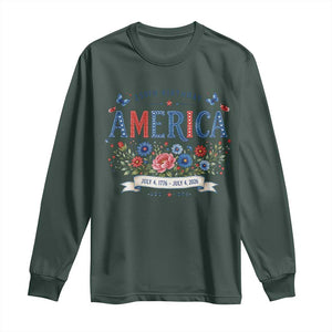 Floral 250th Birthday of America 250 Years USA Patriotic Long Sleeve Shirt