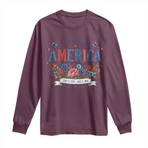 Floral 250th Birthday of America 250 Years USA Patriotic Long Sleeve Shirt