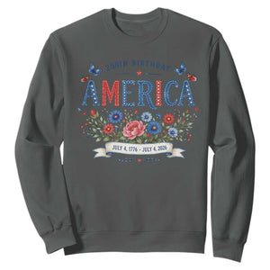 Floral 250th Birthday of America 250 Years USA Patriotic Sweatshirt